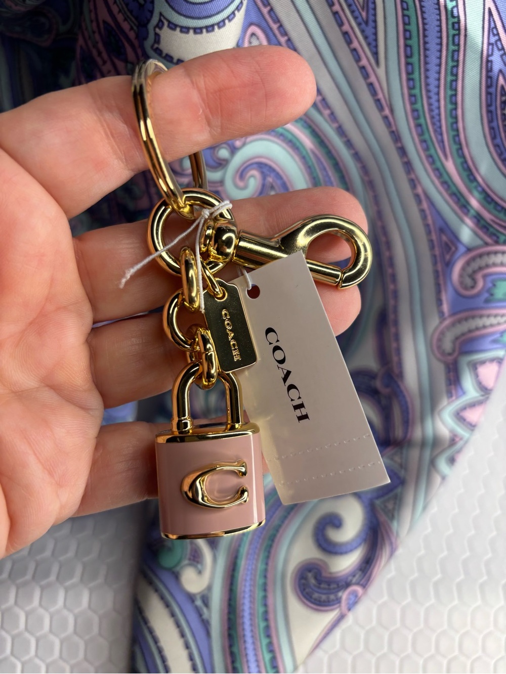 Coach Pink Mini Padlock Keychain Charm with Gold Hardware NWT - Picture 2 of 3